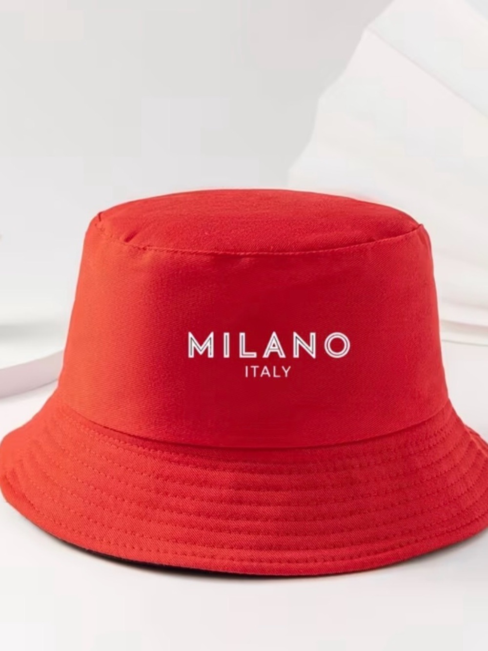 New Milano bucket hat red white mens women cap travel poolside fishing
